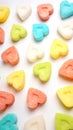 Colorful valentine hearts candy on white background. Sweets hearts. ValentineÃ¢â¬â¢s day symbol. Festive treat. Valentine day Royalty Free Stock Photo
